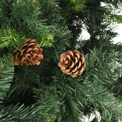 Artificial Pre-lit Christmas Tree with Pine Cones Green 150 cm