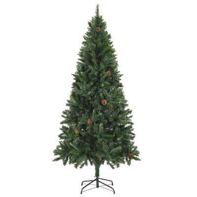 Artificial Pre-lit Christmas Tree with Pine Cones Green 210 cm