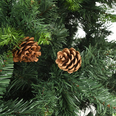 Artificial Pre-lit Christmas Tree with Pine Cones Green 210 cm