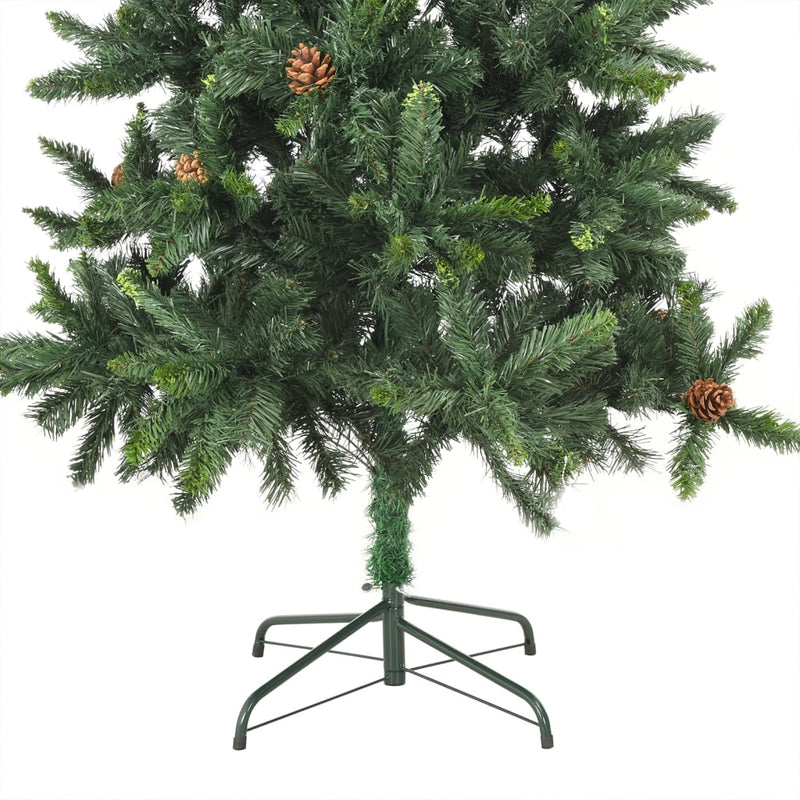 Artificial Pre-lit Christmas Tree with Pine Cones Green 210 cm