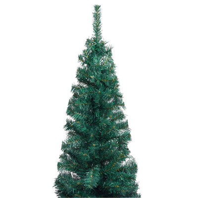 Slim Artificial Pre-lit Christmas Tree with Stand Green 150 cm PVC