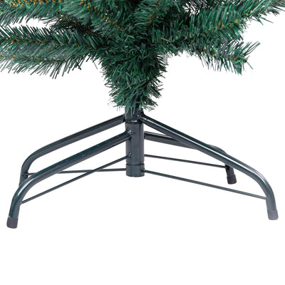 Slim Artificial Pre-lit Christmas Tree with Stand Green 150 cm PVC