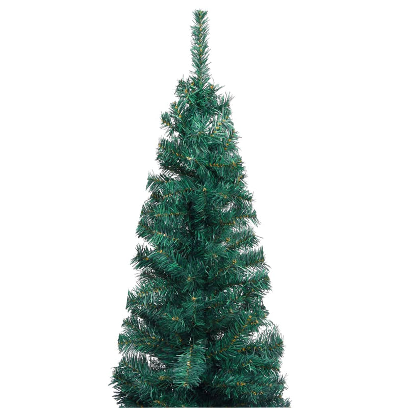 Slim Artificial Pre-lit Christmas Tree with Stand Green 240 cm PVC