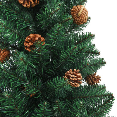 Slim Pre-lit Christmas Tree with Real Wood&Cones Green 180 cm