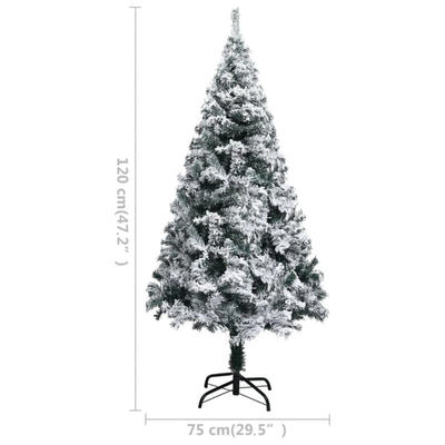 Artificial Pre-lit Christmas Tree with Flocked Snow Green 120 cm