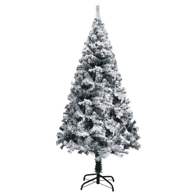 Artificial Pre-lit Christmas Tree with Flocked Snow Green 240 cm