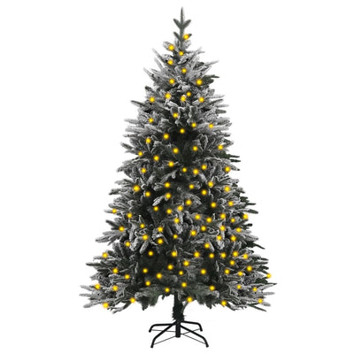 Artificial Pre-lit Christmas Tree with Flocked Snow 120 cm PVC&PE