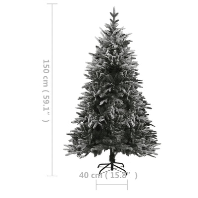 Artificial Pre-lit Christmas Tree with Flocked Snow 150 cm PVC&PE