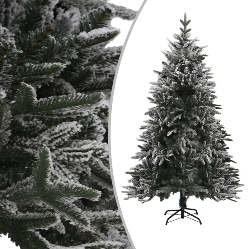 Artificial Pre-lit Christmas Tree with Flocked Snow 180 cm PVC&PE