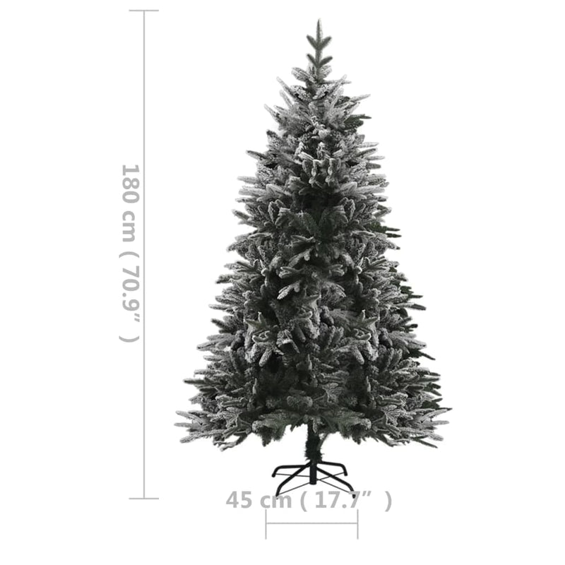 Artificial Pre-lit Christmas Tree with Flocked Snow 180 cm PVC&PE