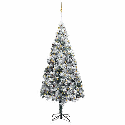 Artificial Christmas Tree LEDs&Ball Set&Flocked Snow Green 400cm