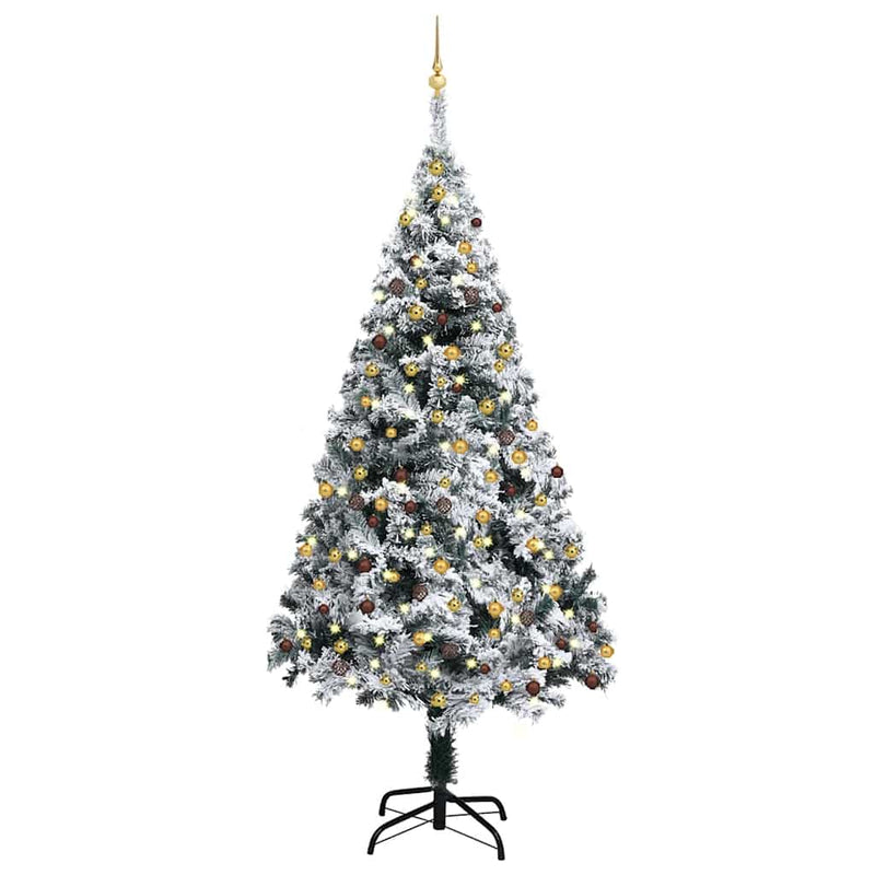 Artificial Pre-lit Christmas Tree with Ball Set Green 210 cm PVC