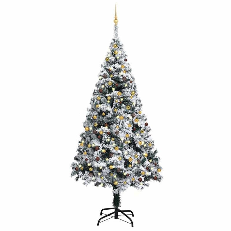 Artificial Pre-lit Christmas Tree with Ball Set Green 240 cm PVC