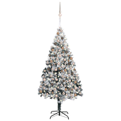 Artificial Christmas Tree LEDs&Ball Set&Flocked Snow Green 300 cm