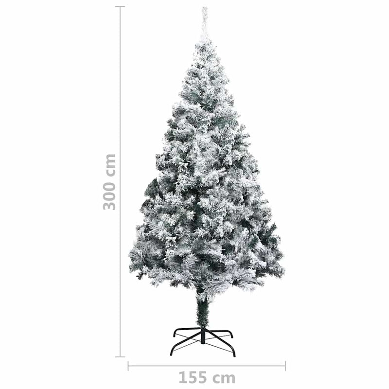 Artificial Christmas Tree LEDs&Ball Set&Flocked Snow Green 300 cm