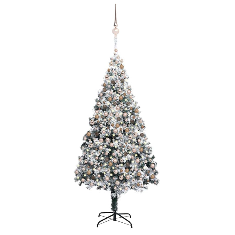 Artificial Christmas Tree LEDs&Ball Set&Flocked Snow Green 400cm