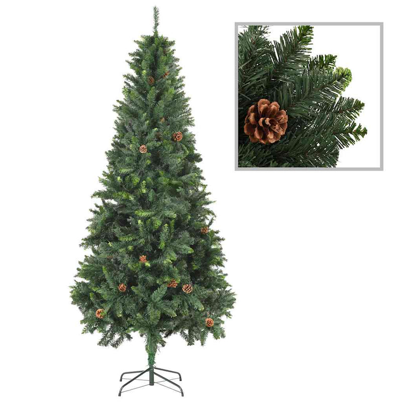 Artificial Pre-lit Christmas Tree with Ball Set&Pine Cones 210 cm