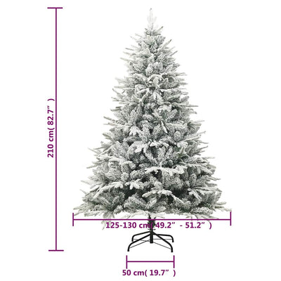 Artificial Christmas Tree LED&Ball Set&Flocked Snow 210 cm PVC&PE