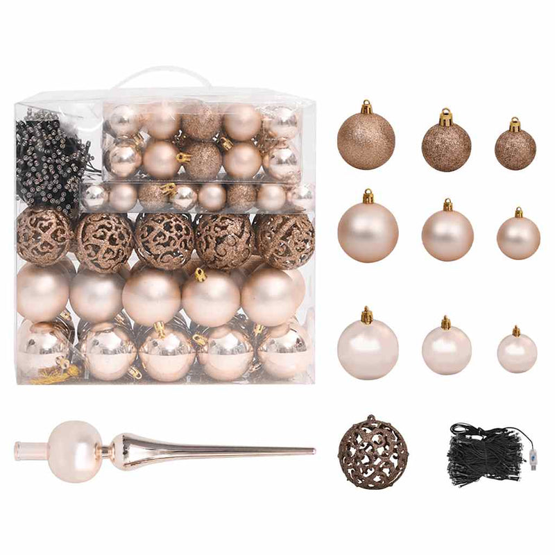 Artificial Christmas Tree LED&Ball Set&Flocked Snow 210 cm PVC&PE