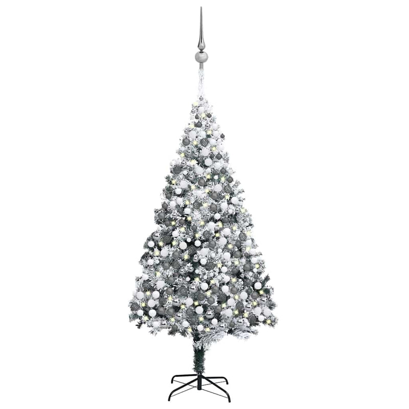 Artificial Christmas Tree LEDs&Ball Set&Flocked Snow Green 400cm