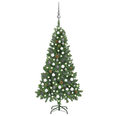 Artificial Pre-lit Christmas Tree with Ball Set Pine Cones 150 cm