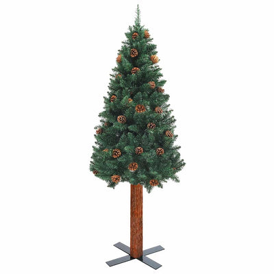 Slim Pre-lit Christmas Tree with Ball Set Green 180 cm PVC