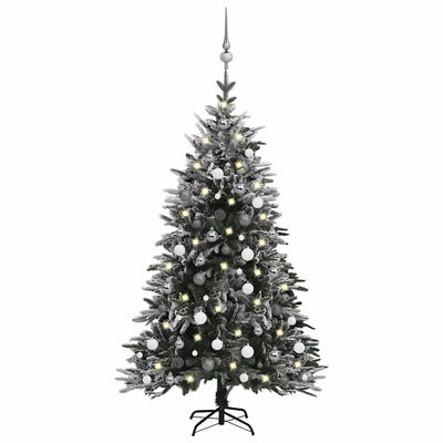 Artificial Christmas Tree LED&Ball Set&Flocked Snow 150 cm PVC&PE