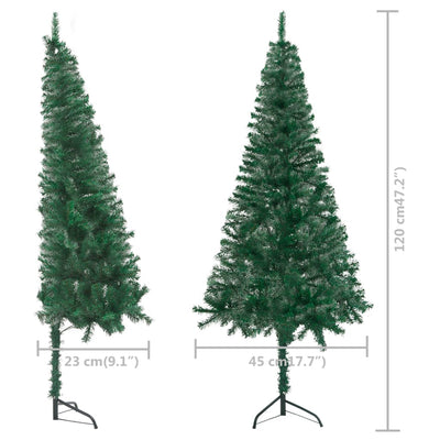 Corner Artificial Pre-lit Christmas Tree Green 120 cm PVC