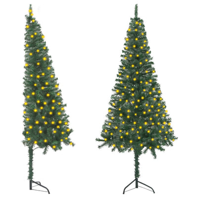 Corner Artificial Pre-lit Christmas Tree Green 210 cm PVC
