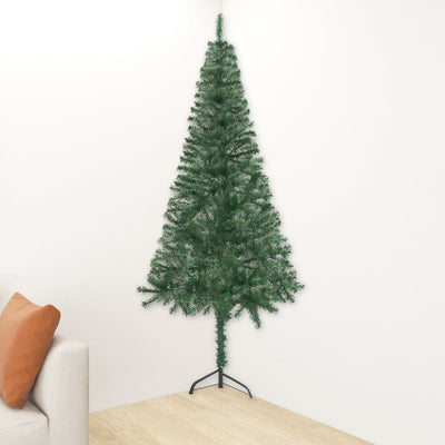Corner Artificial Pre-lit Christmas Tree Green 210 cm PVC