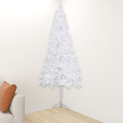 Corner Artificial Pre-lit Christmas Tree White 240 cm PVC