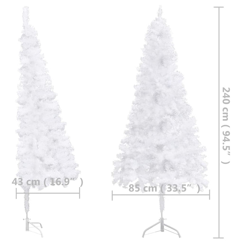 Corner Artificial Pre-lit Christmas Tree White 240 cm PVC