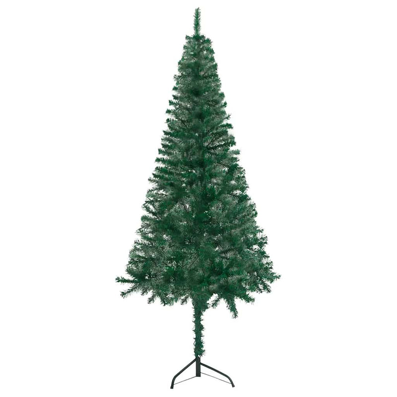 Corner Artificial Christmas Tree LEDs&Ball Set Green 150 cm PVC