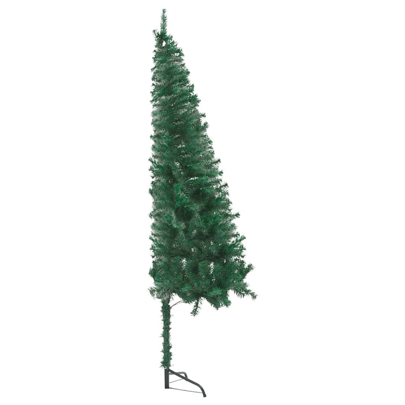 Corner Artificial Christmas Tree LEDs&Ball Set Green 150 cm PVC