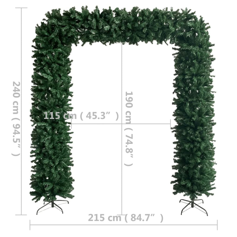 Christmas Tree Arch with LEDs Green 240 cm