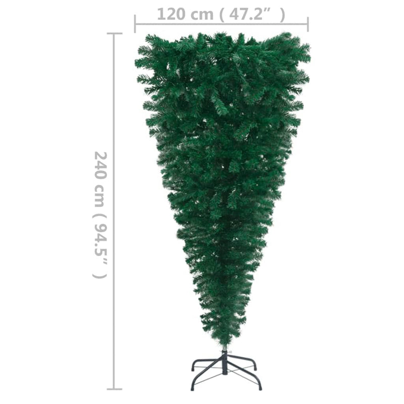 Upside-down Artificial Pre-lit Christmas Tree Green 240 cm