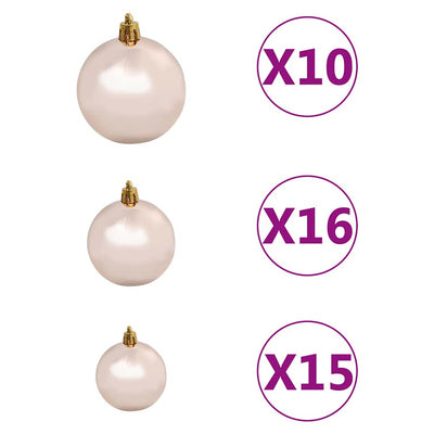 Upside-down Artificial Pre-lit Christmas Tree with Ball Set 210 cm