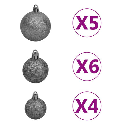 Upside-down Artificial Pre-lit Christmas Tree with Ball Set 150 cm