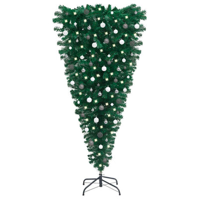 Upside-down Artificial Pre-lit Christmas Tree with Ball Set 180 cm