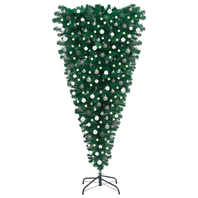 Upside-down Artificial Pre-lit Christmas Tree with Ball Set 240 cm