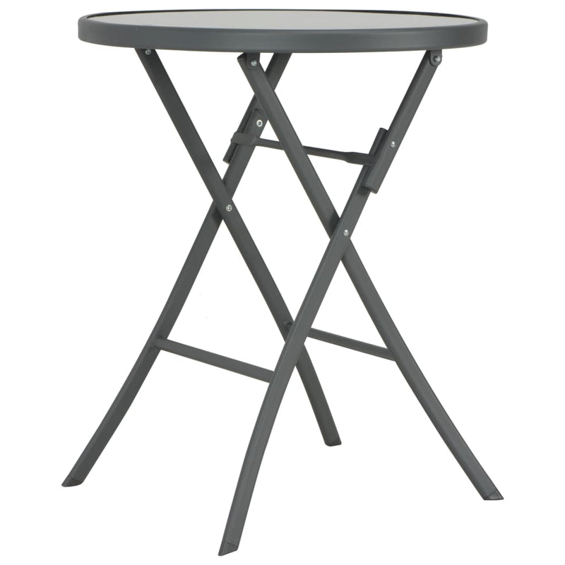 3 Piece Folding Bistro Set Steel Grey