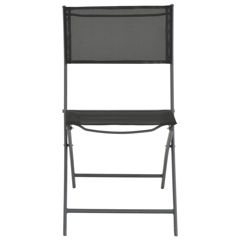 3 Piece Folding Bistro Set Steel Grey