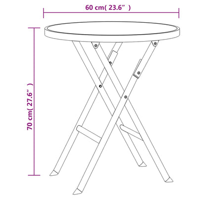 3 Piece Folding Bistro Set Steel Grey