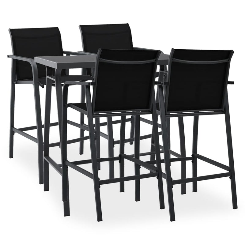 5 Piece Garden Bar Set Black