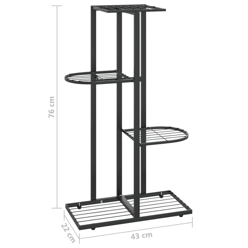 4-Floor Flower Stand 43x22x76 cm Black Metal