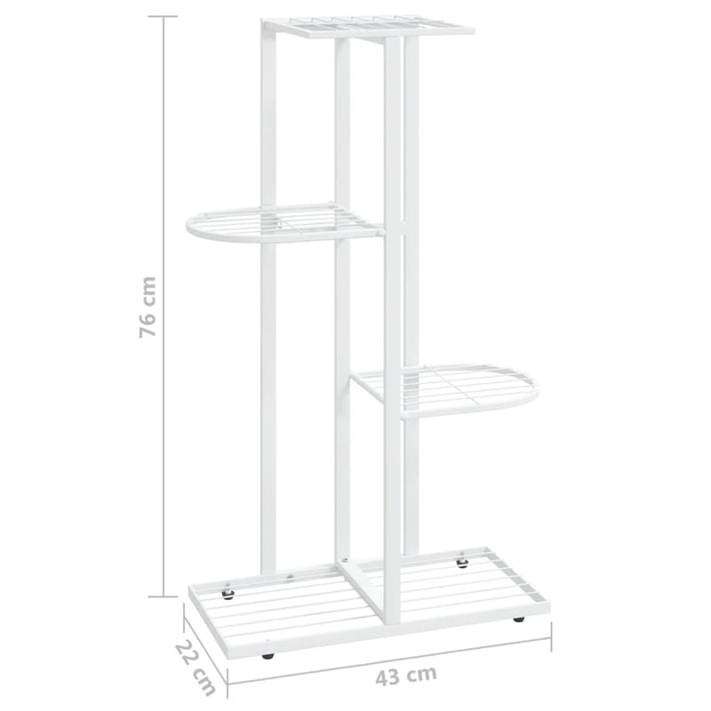 4-Floor Flower Stand 43x22x76 cm White Metal