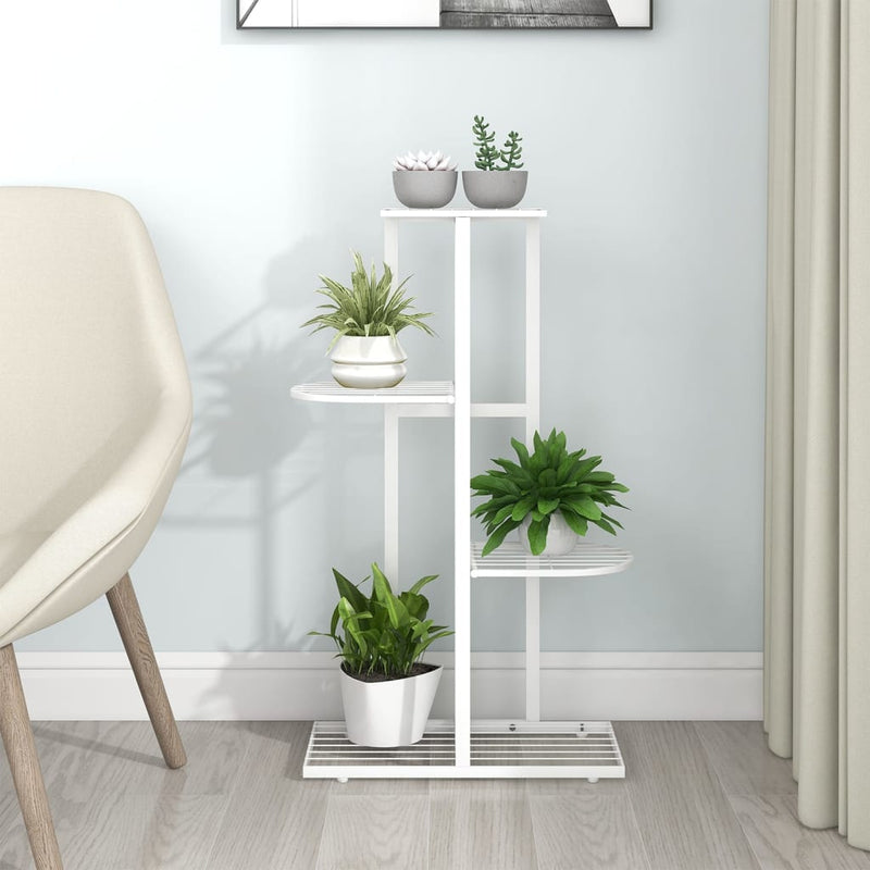 4-Floor Flower Stand 43x22x76 cm White Metal