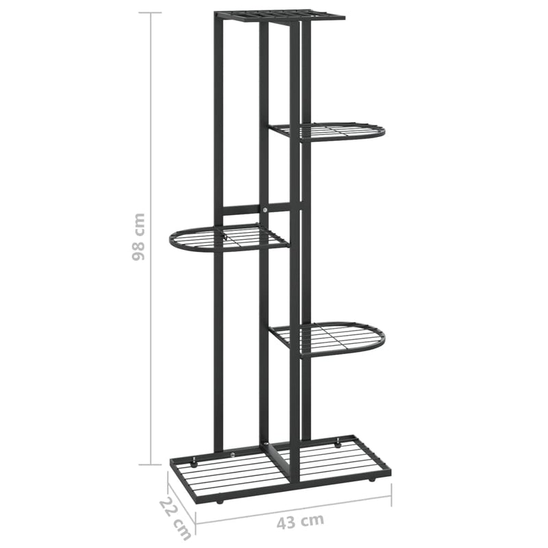 5-Floor Flower Stand 43x22x98 cm Black Metal