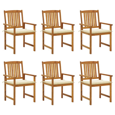 Garden Chairs with Cushions 6 pcs Solid Wood Acacia