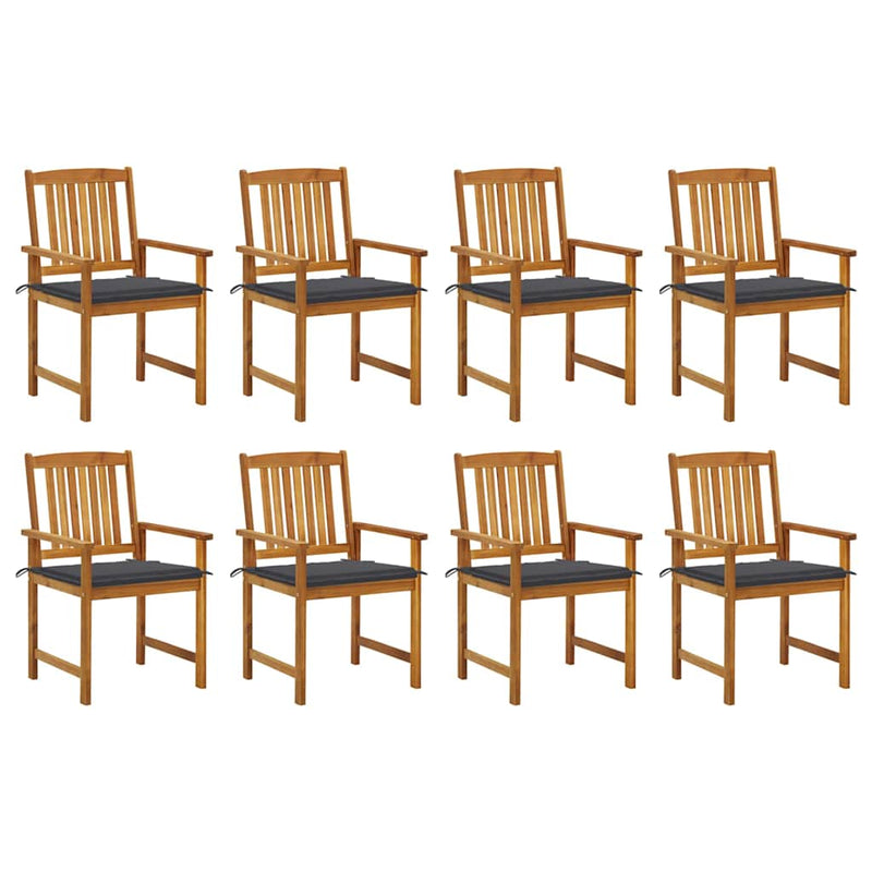 Garden Chairs with Cushions 8 pcs Solid Acacia Wood